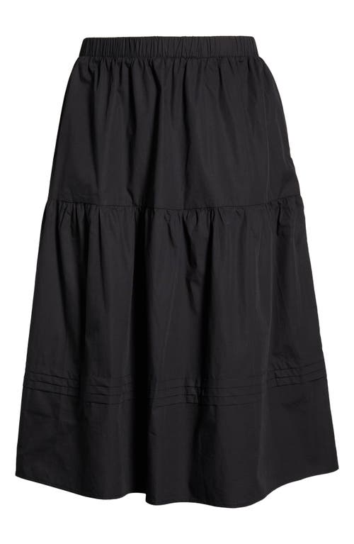 Sugarlips Floral Tiered Cotton Maxi Skirt In Black