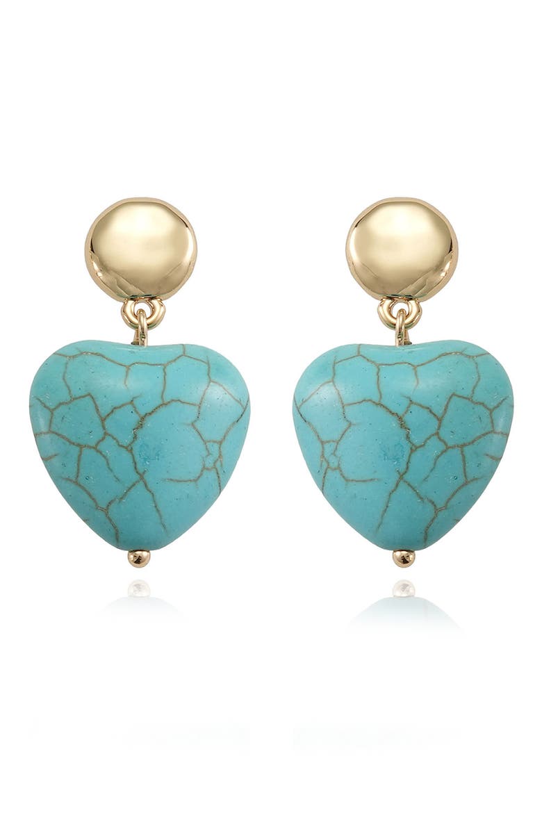 Stone Heart Drop Earrings, Alternate, color, TURQUOISE
