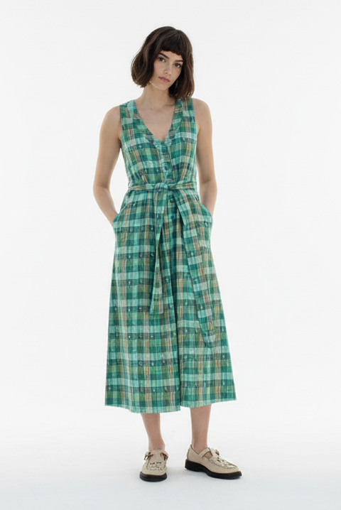 Callie Sleeveless Belted V-neck Dress