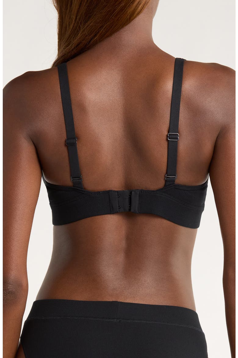 Rib Wireless Plunge Bra, Alternate, color, BLACK
