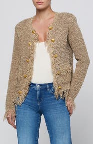 L'AGENCE Mireille Fringe Trim Cardigan