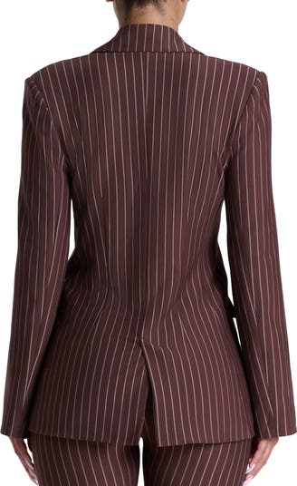 Drama Shoulder Pinstripe Blazer