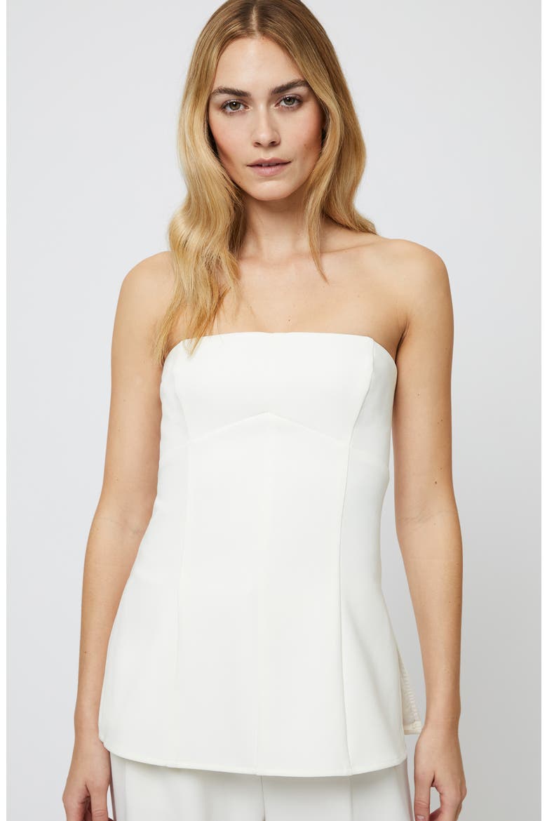 Azra Strapless Twill Top, Alternate, color, PORCELAIN CREAM