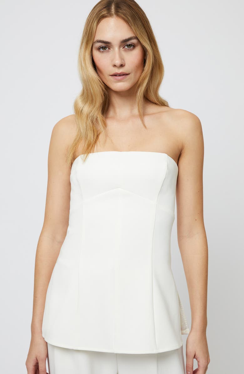 French Connection Azra Strapless Twill Top, Alternate, color, Porcelain Cream
