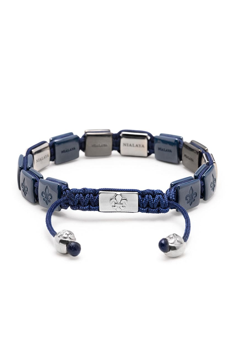 Blue Ceramic Flatbead Bracelet, Main, color, Blue / Silver