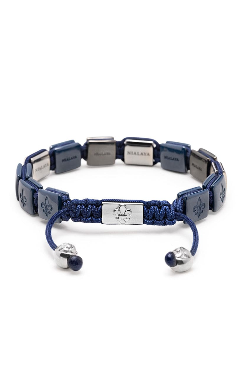 Nialaya Blue Ceramic Flatbead Bracelet, Main, color, Blue / Silver