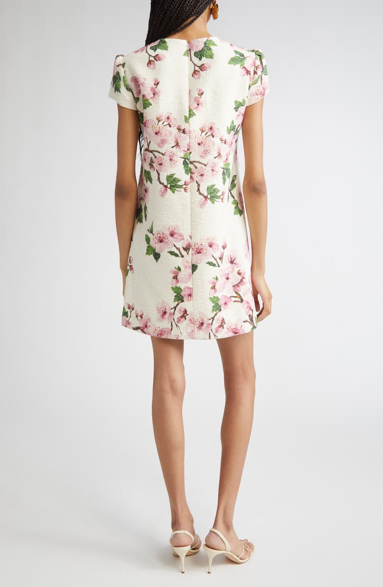 Oscar de la Renta Cherry Blossom Cap Sleeve Shift Dress, Alternate, color, Pink/ Ivorys