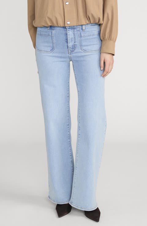 Le Slim Palazzo Patch Pocket High Waist Wide Leg Jeans