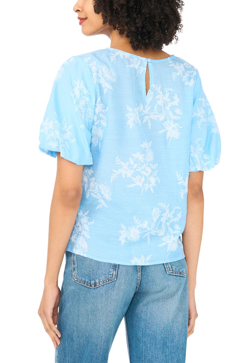 Vince Camuto Floral Puff Sleeve Top, Alternate, color, Bright Periwinkle