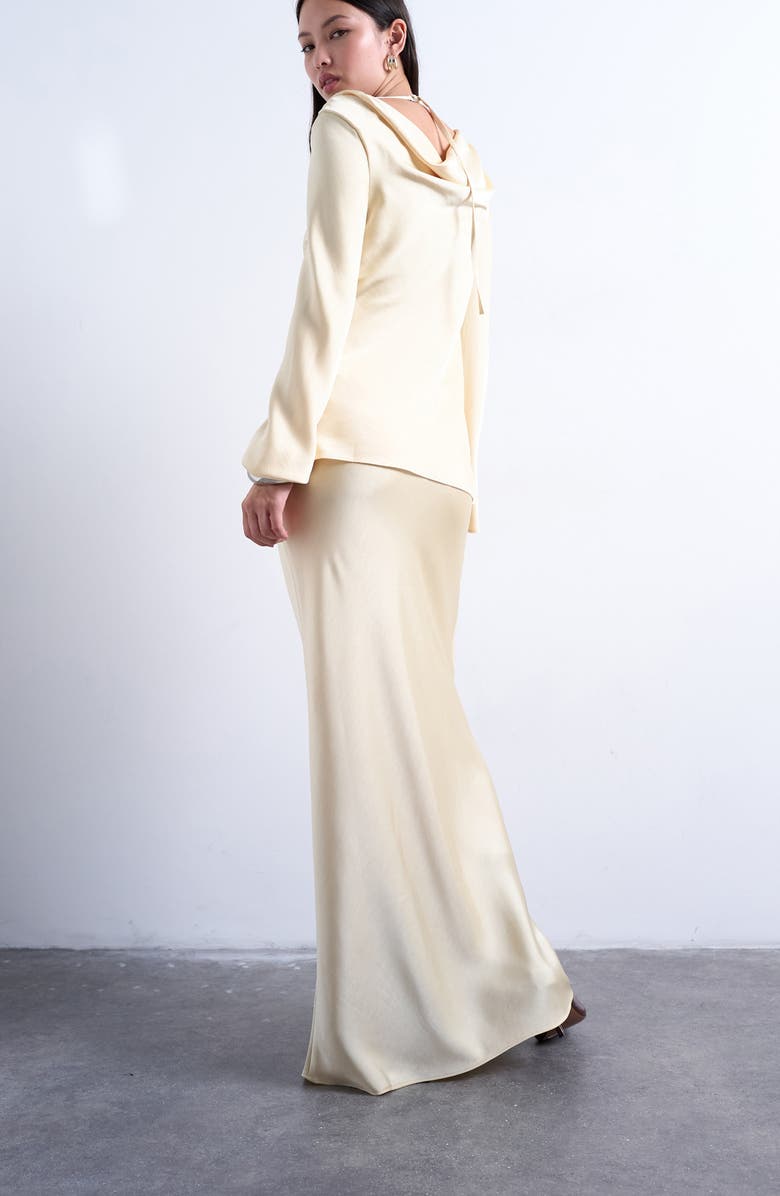 Topshop Satin Maxi Skirt, Alternate, color, Buttermilk