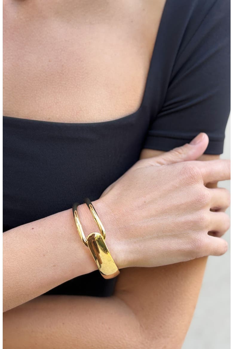 Overlap Open Cuff Bracelet, Alternate, color, GOLD
