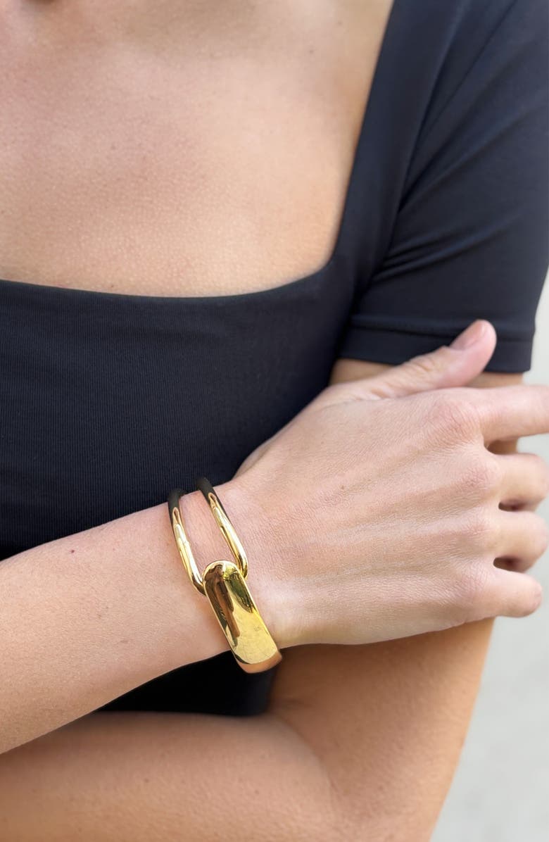 Adornia Overlap Open Cuff Bracelet, Alternate, color, Gold