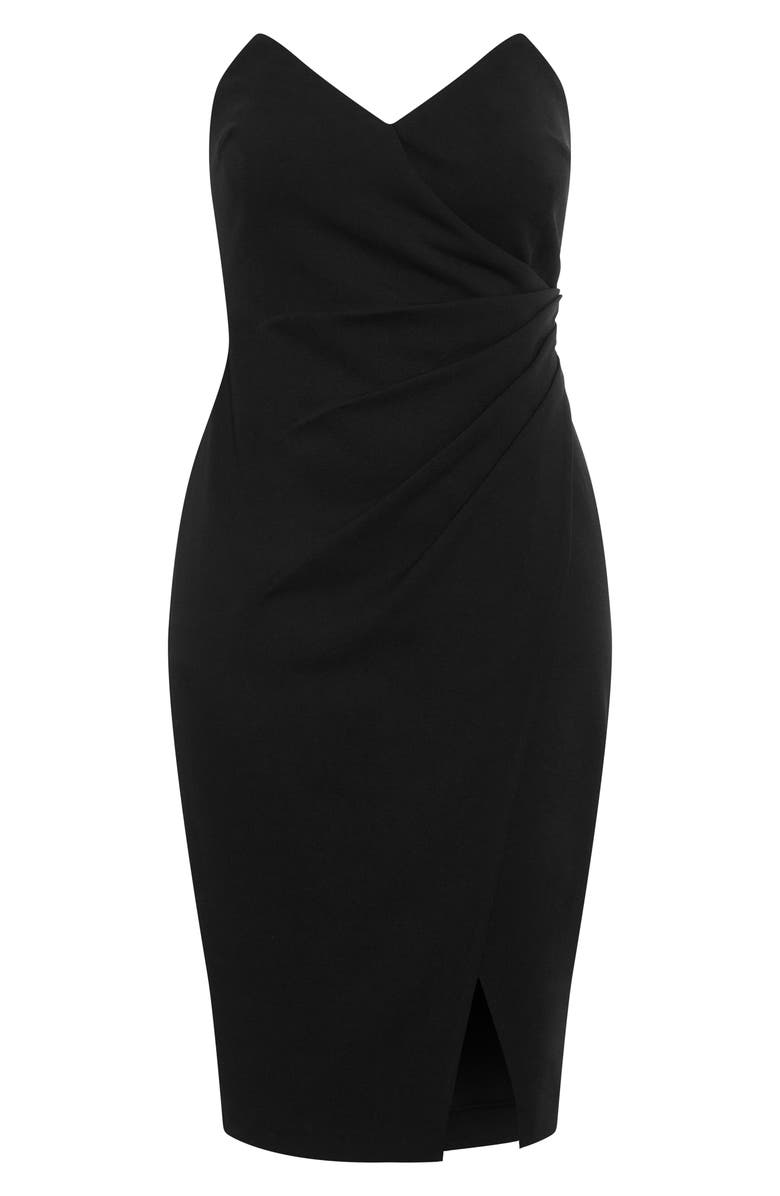 City Chic Luisa Strapless Side Pleat Midi Dress, Alternate, color, 