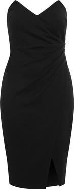 City Chic Luisa Strapless Side Pleat Midi Dress
