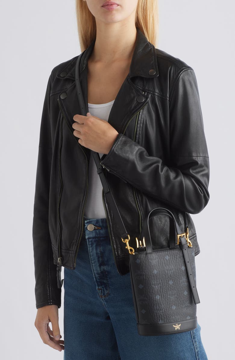 MCM Mini Aren VI Visetos Coated Canvas Bucket Bag, Alternate, color,