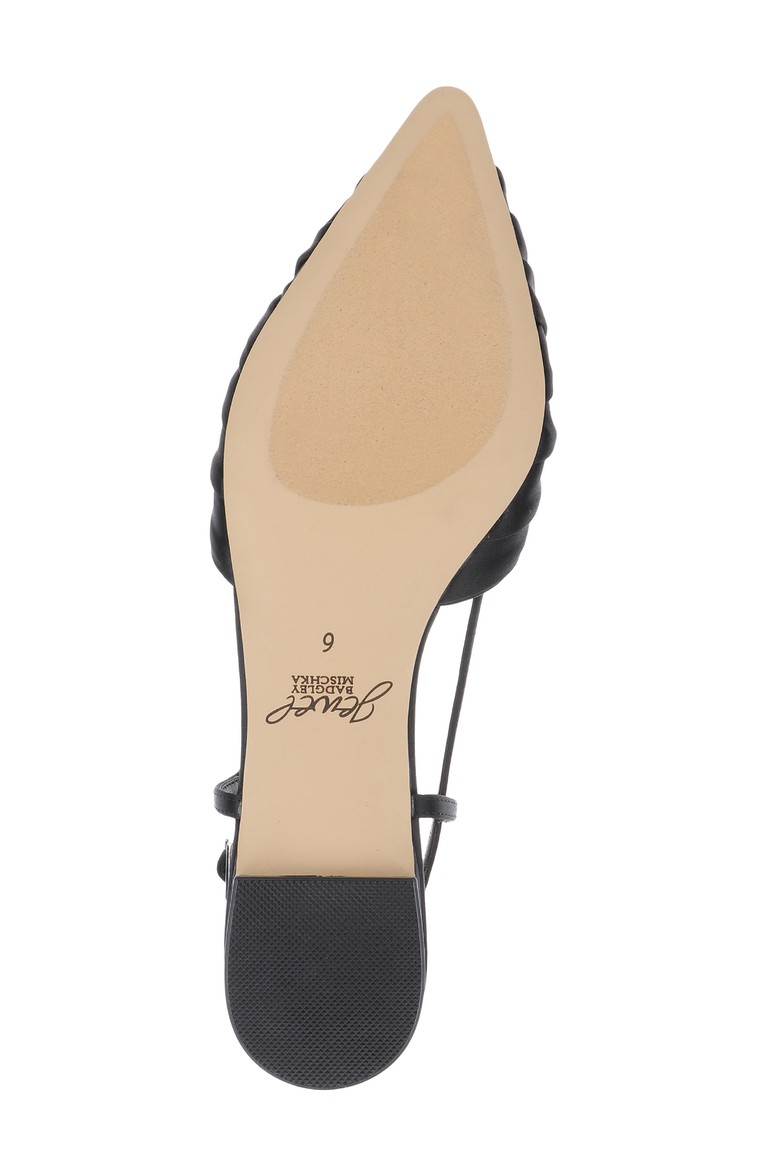 Jewel Badgley Mischka Zarah Pointed Toe Slingback Flat, Alternate, color, Black Satin