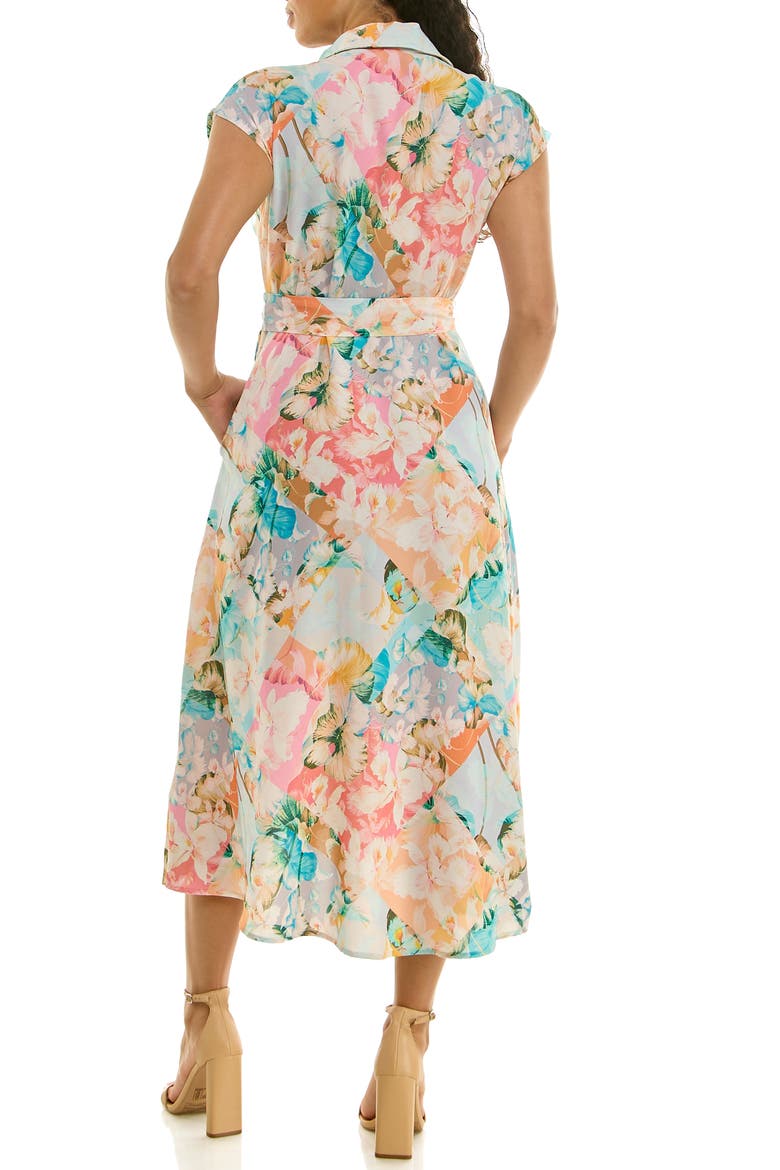 Print Short Sleeve Shirtdress, Alternate, color, PASTEL MULTI