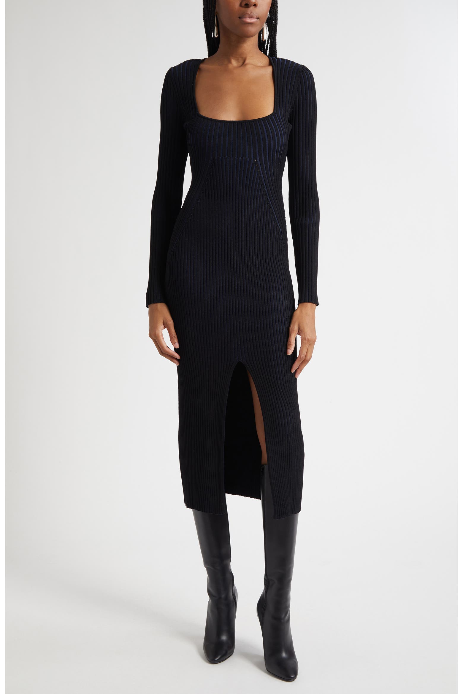 Long Ribs Ramy Brook Logan Directional Rib Long Sleeve Sweater Dress (Women ...