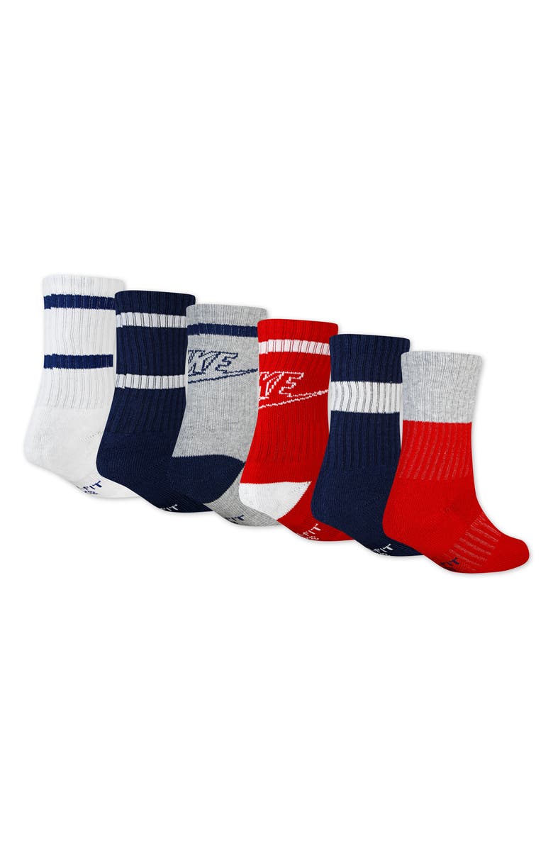 Nike Kids' Retro Assorted 6-Pack Crew Socks, Alternate, color, Sail