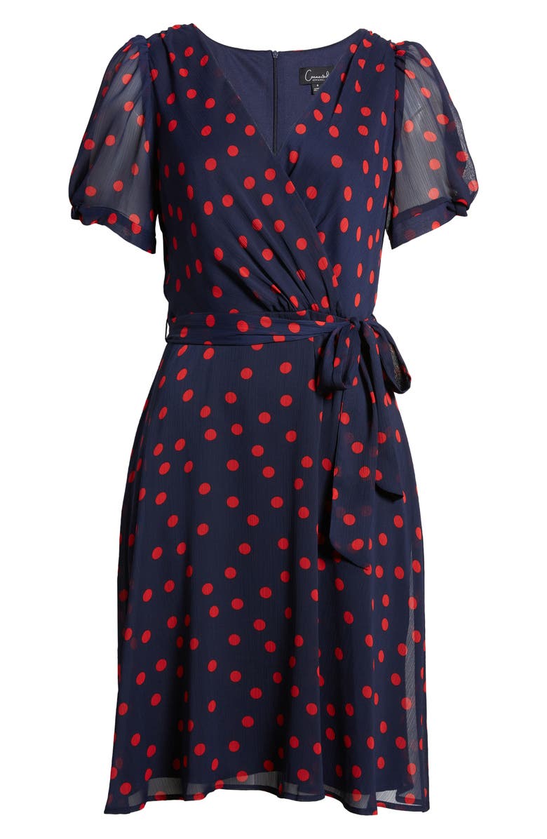 Connected Apparel Polka Dot Chiffon Dress, Alternate, color,