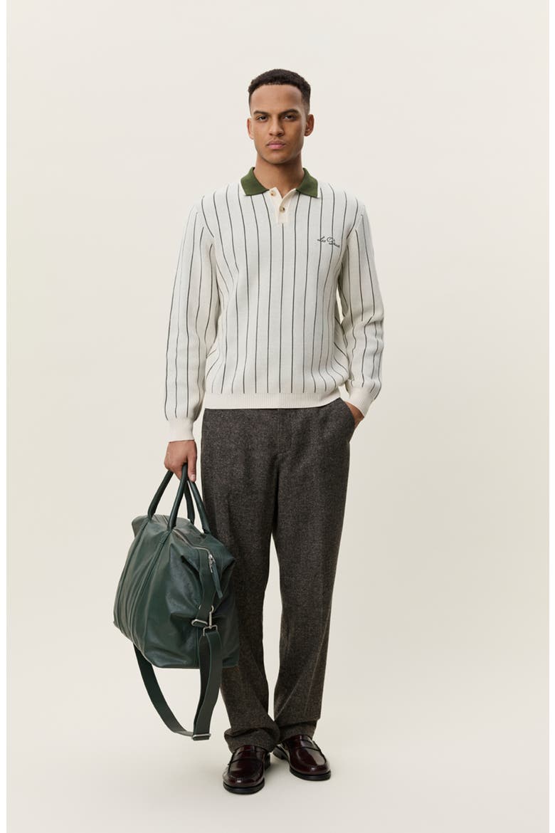 Signature Knitted Long Sleeve Polo, Alternate, color, IVORY