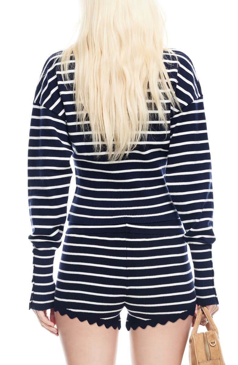LIONESS Head in the Clouds Stripe Cardigan, Alternate, color, Navy Stripe