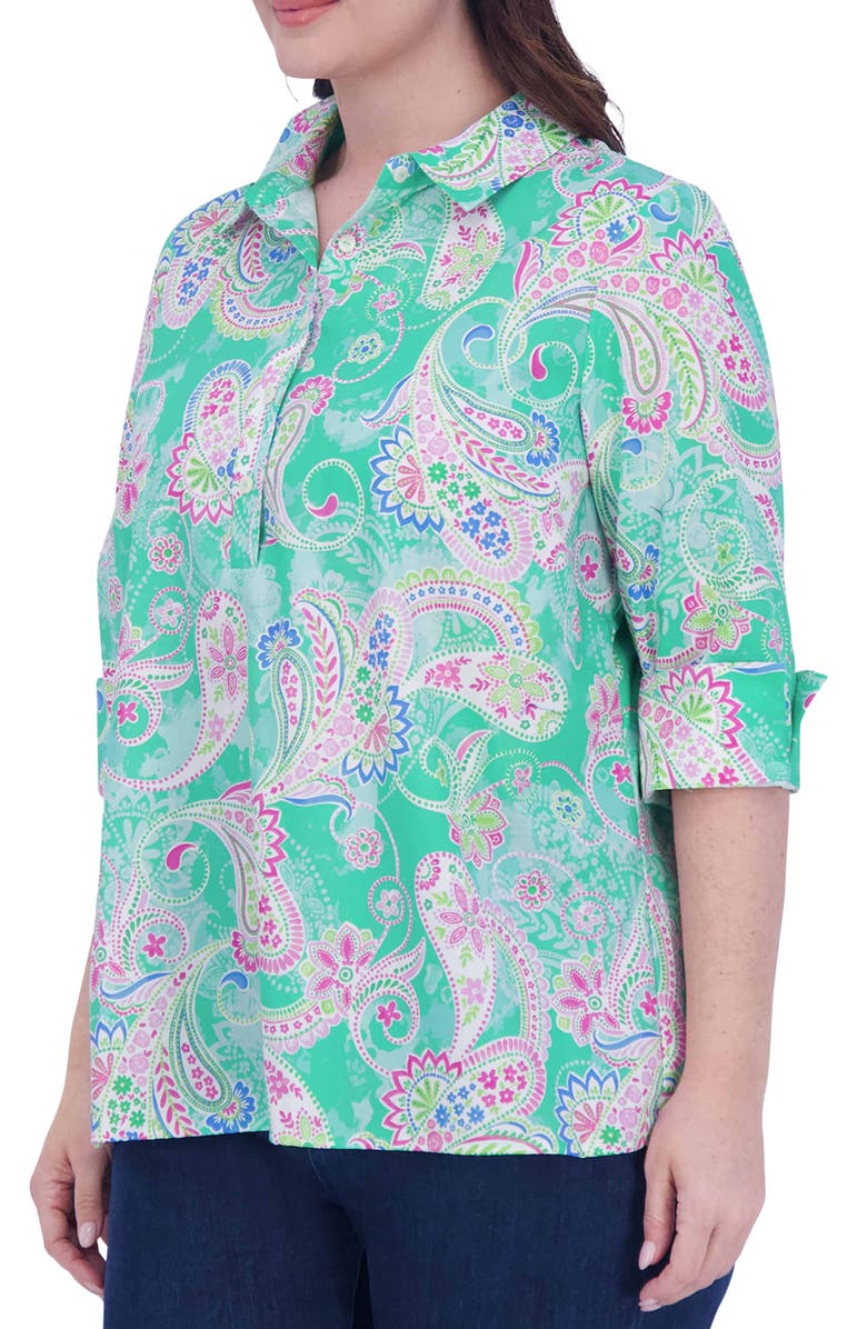 Foxcroft Therese Paisley Cotton Split Back Popover Shirt, Alternate, color,