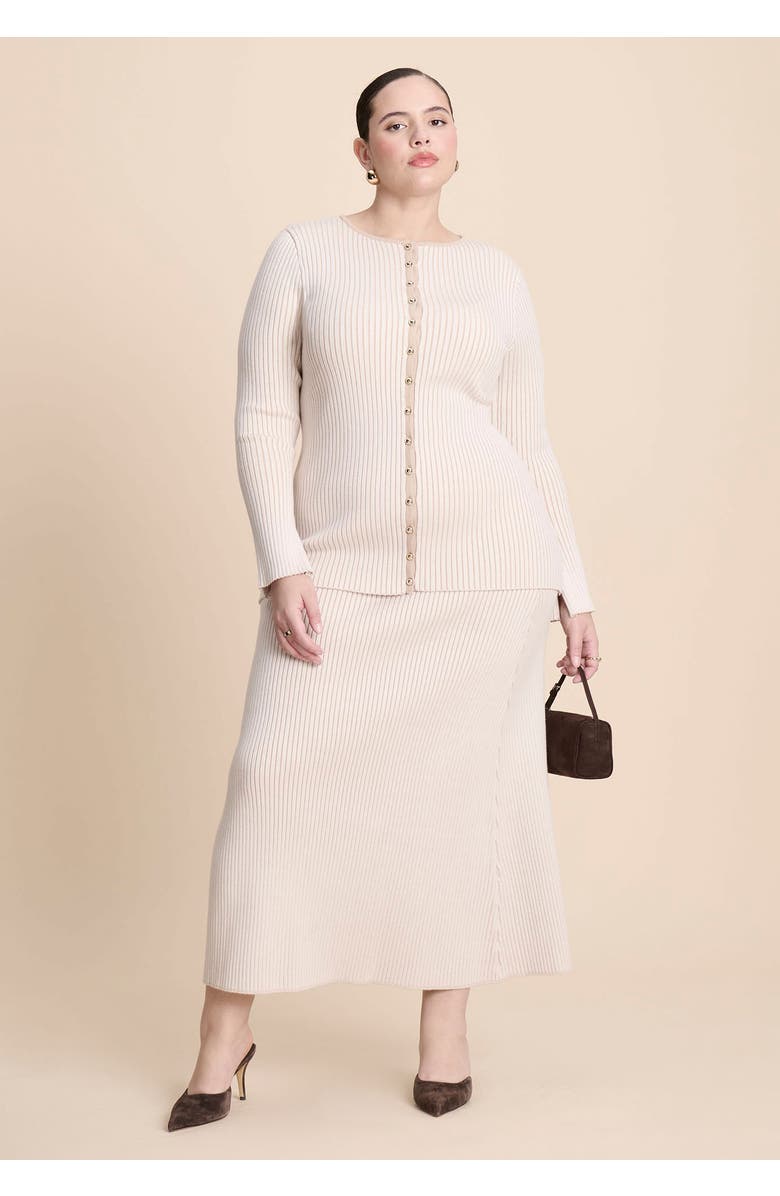 ELOQUII Ribbed Sweater Trumpet Maxi Skirt, Alternate, color, Dew