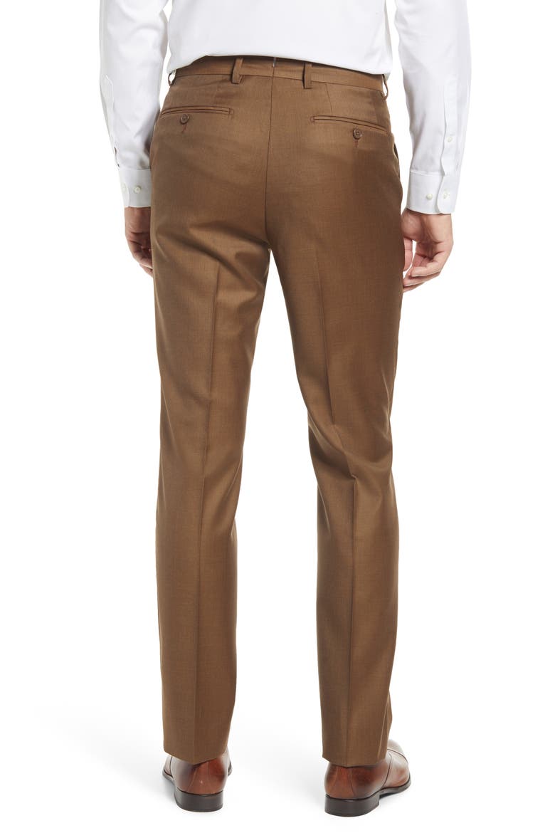 Roma Flat Front Loro Piana Wool Serge Dress Pants, Alternate, color, TOBACCO