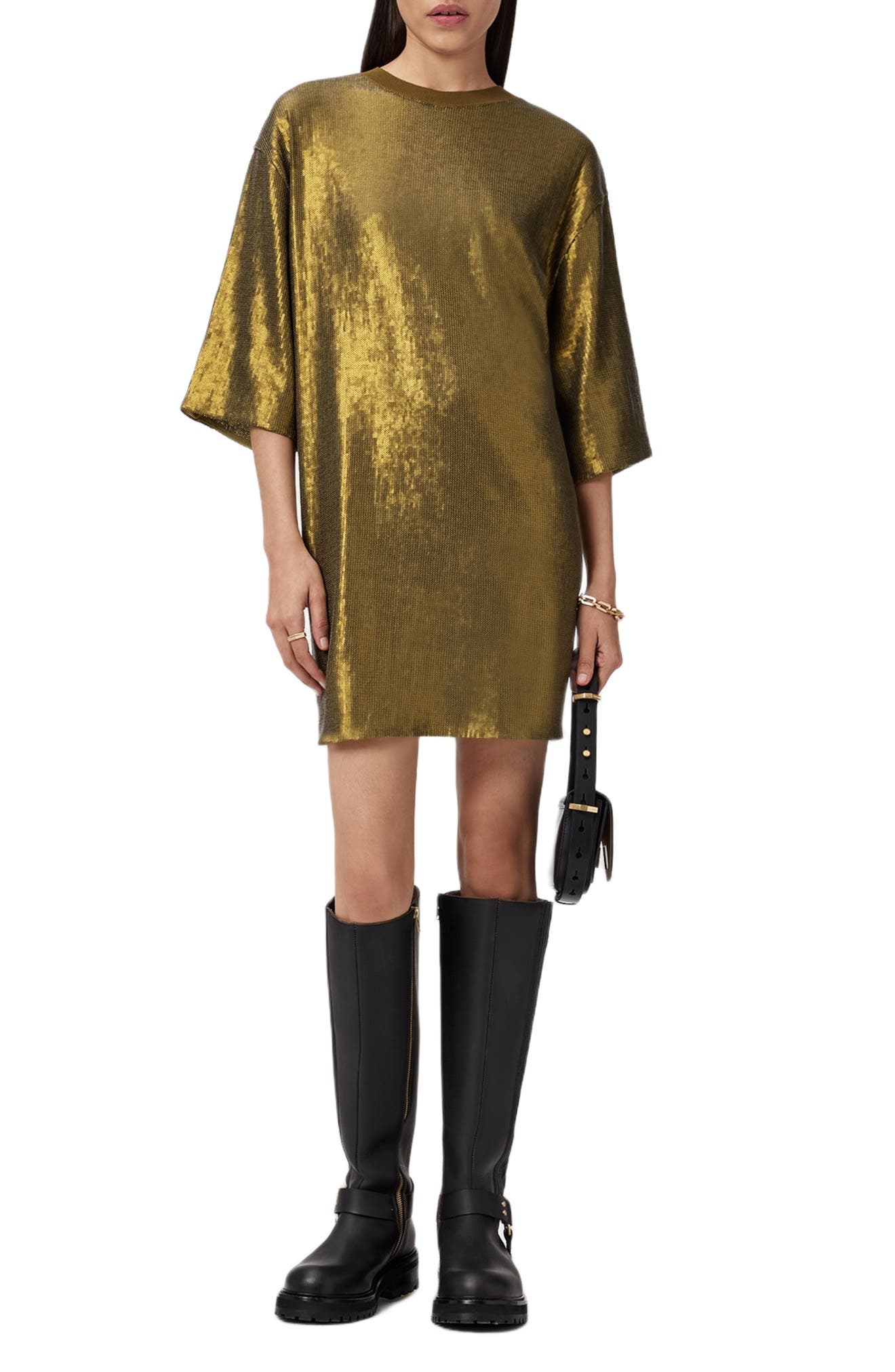 AllSaints Opal Sequin T-Shirt Minidress