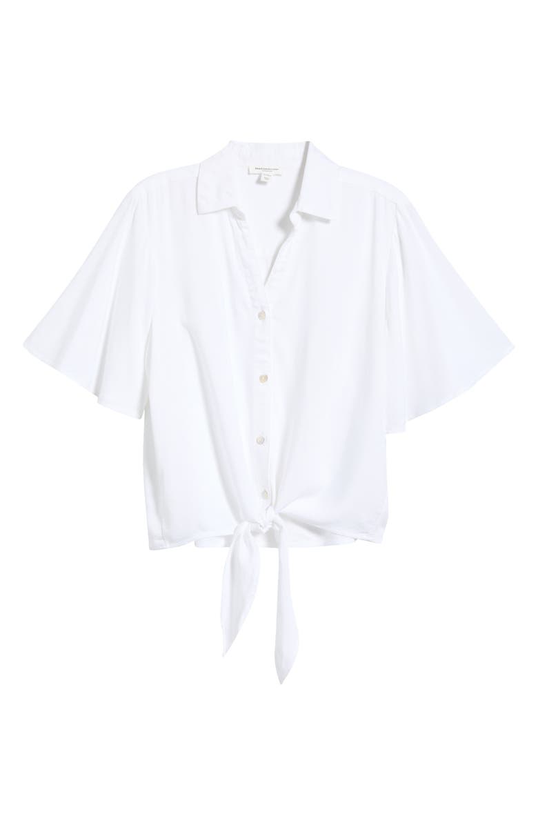 beachlunchlounge Roxanna Tie Hem Shirt, Main, color, White