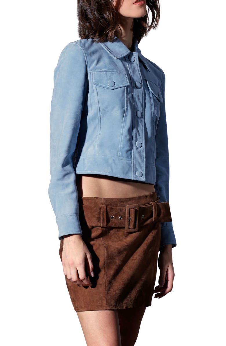 Walter Baker Kacey Leather Jacket, Alternate, color, Baby Blue Suede