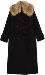 Reiss Atelier Jolene Wool Coat with Removable Faux Fur Collar