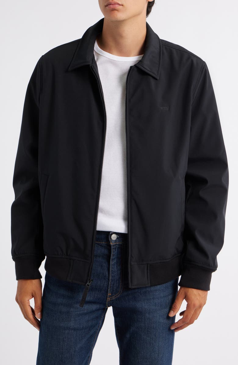 Levi's<sup>®</sup> Laydown Collar Water Resistant Insulated Bomber Jacket, Main, color, Black