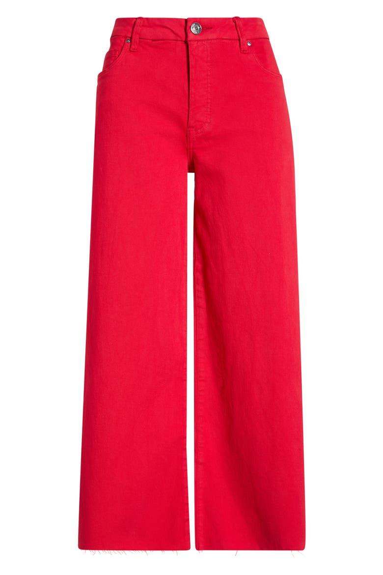 Meg High Waist Raw Hem Wide Leg Jeans, Main, color, TOMATOE