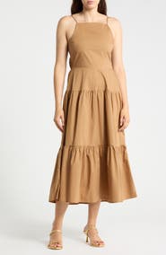 BADGLEY MISCHKA Tiered Cotton Maxi Dress