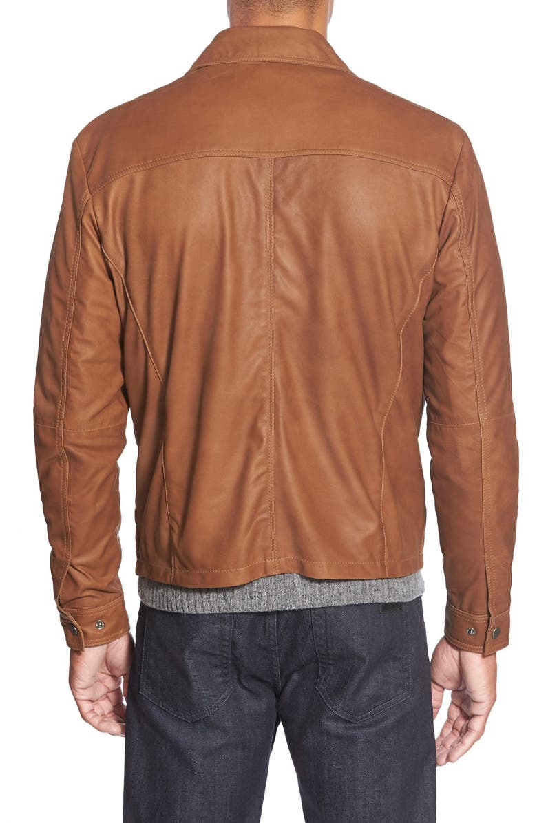 Missani Le Collezioni Missani Le Collezioni Lambskin Leather Jacket, Alternate, color, 