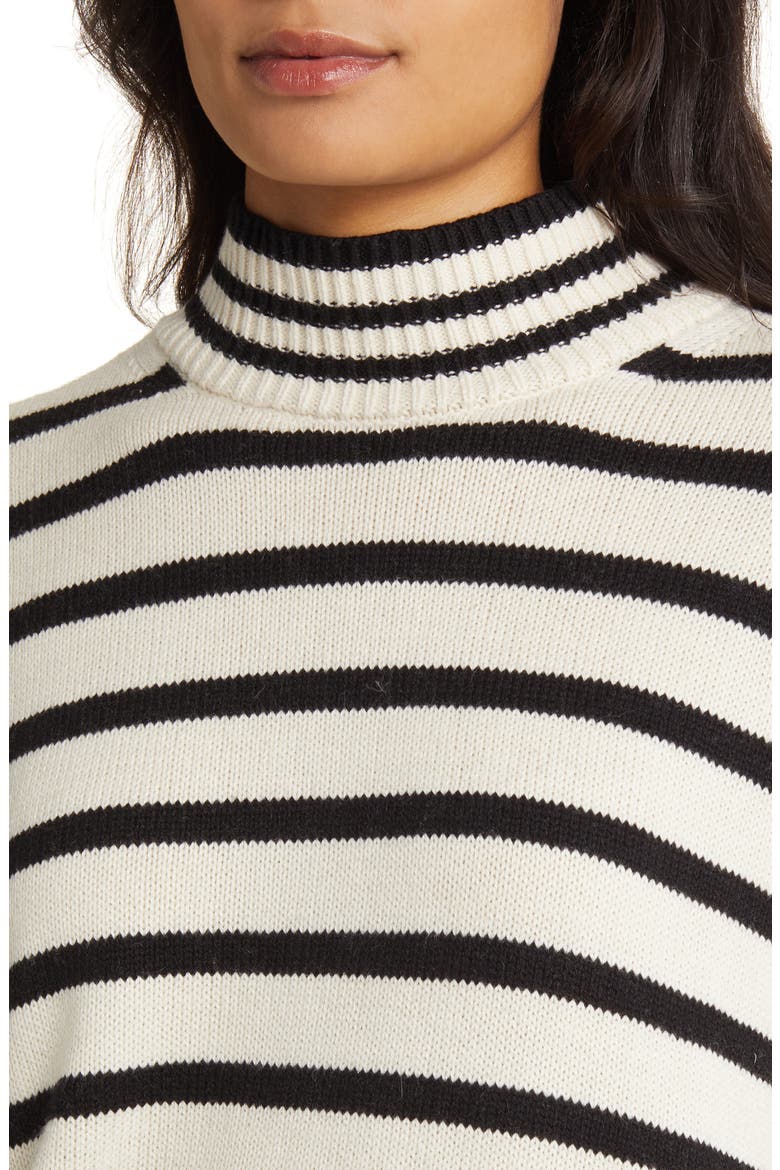 Stripe Oversize Mock Neck Sweater, Alternate, color, WHITECAP GREY BLACK