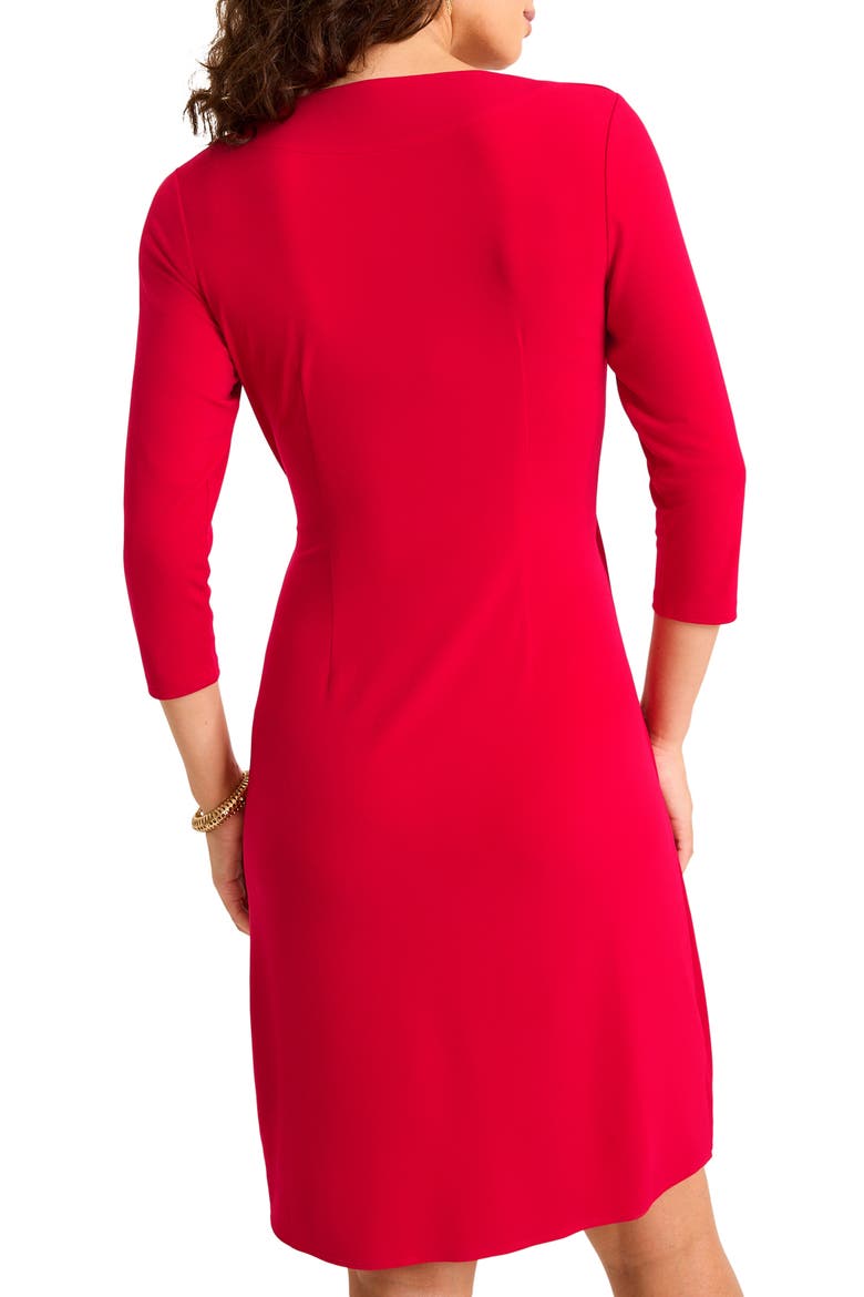 Clara Chain Detail Three-Quarter Sleeve Jersey Wrap Dress, Alternate, color, TANGO RED