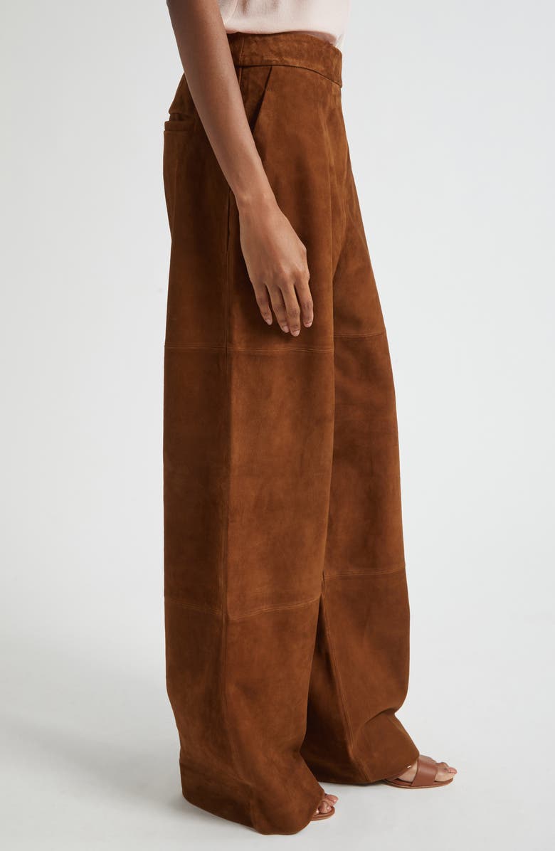 ST. JOHN Suede Wide Leg Pants, Alternate, color, Toffee