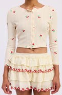 JACQUIE THE LABEL Embroidered Cotton Pointelle Cardigan