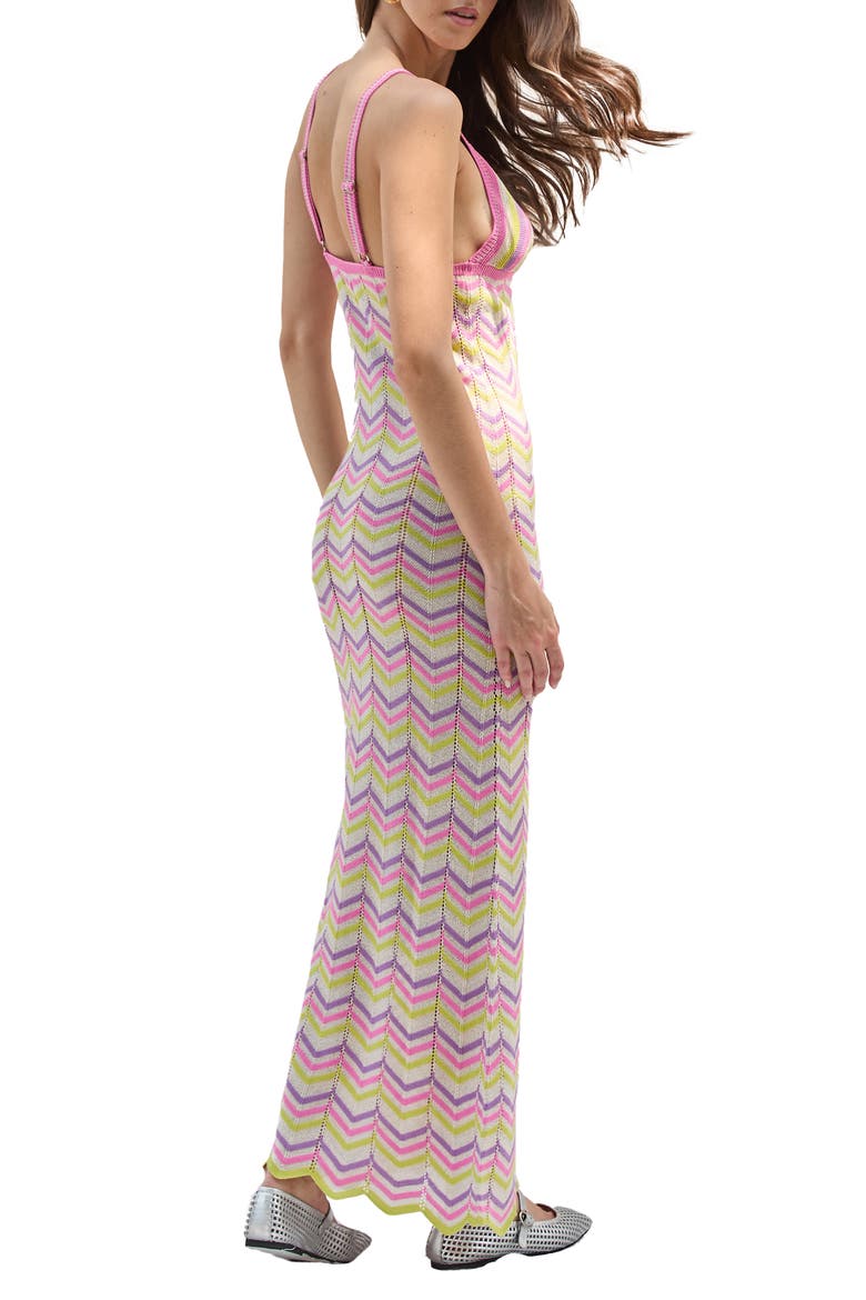 Alaia Stripe Cover-Up Maxi Sweater Dress, Alternate, color, PINK MULTI