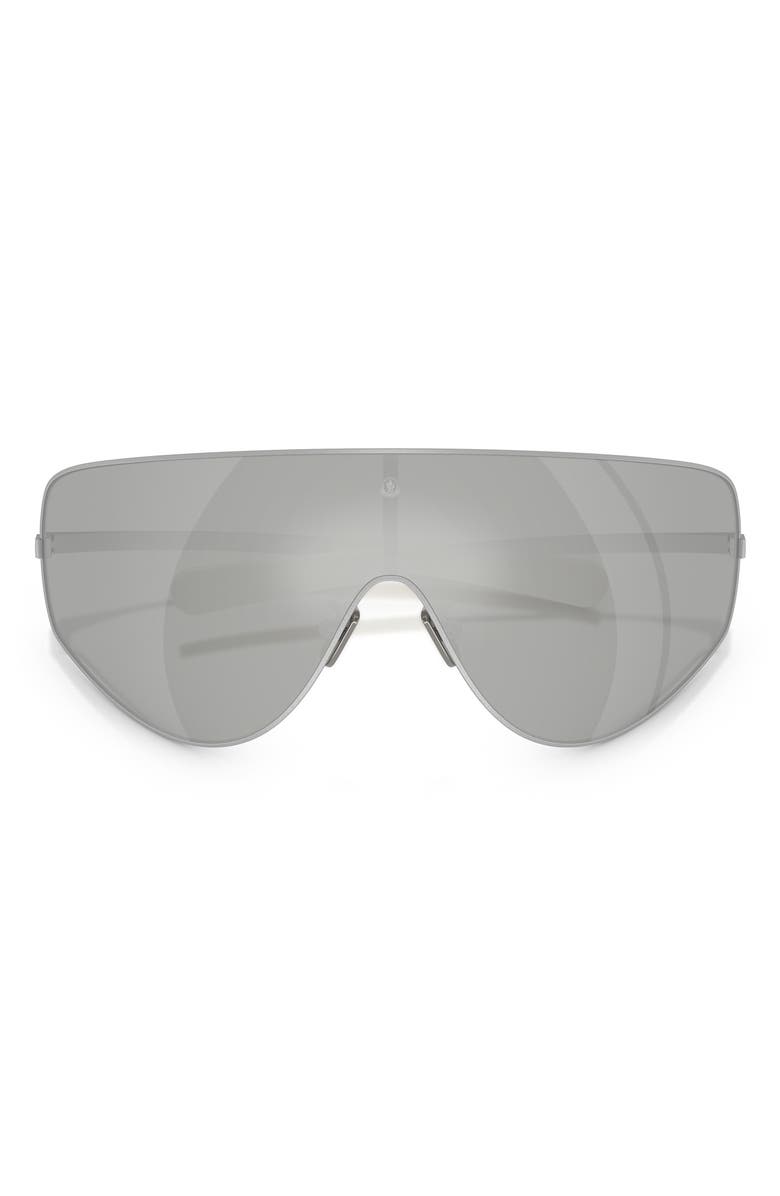Moncler 45mm Small Pilot Sunglasses, Alternate, color, Matte Silver / Mirror Silver