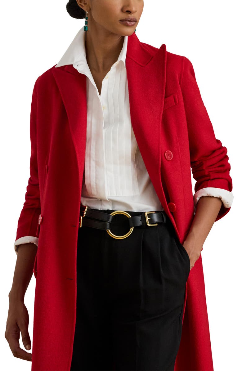 Lauren Ralph Lauren Double Breasted Coat, Alternate, color, Ralph Red