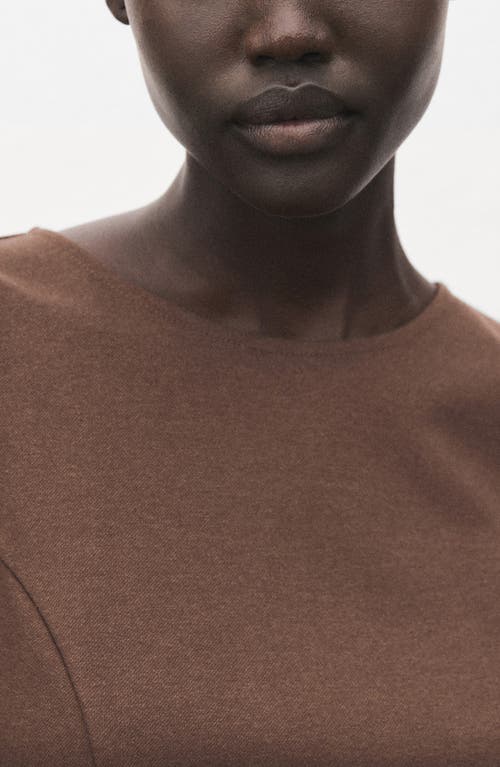 Mango Back Button Crop Top In Brown