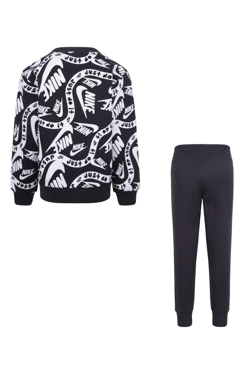 Nike Kids' Club Allover Print Sweatshirt & Joggers Set, Alternate, color, Black