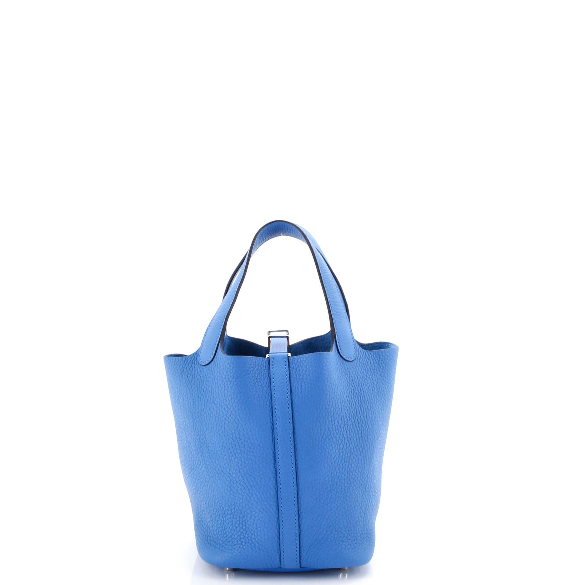 Pre-Owned Hermes Picotin Lock Bag Clemence PM, Alternate, color, Bleu Zanzibar