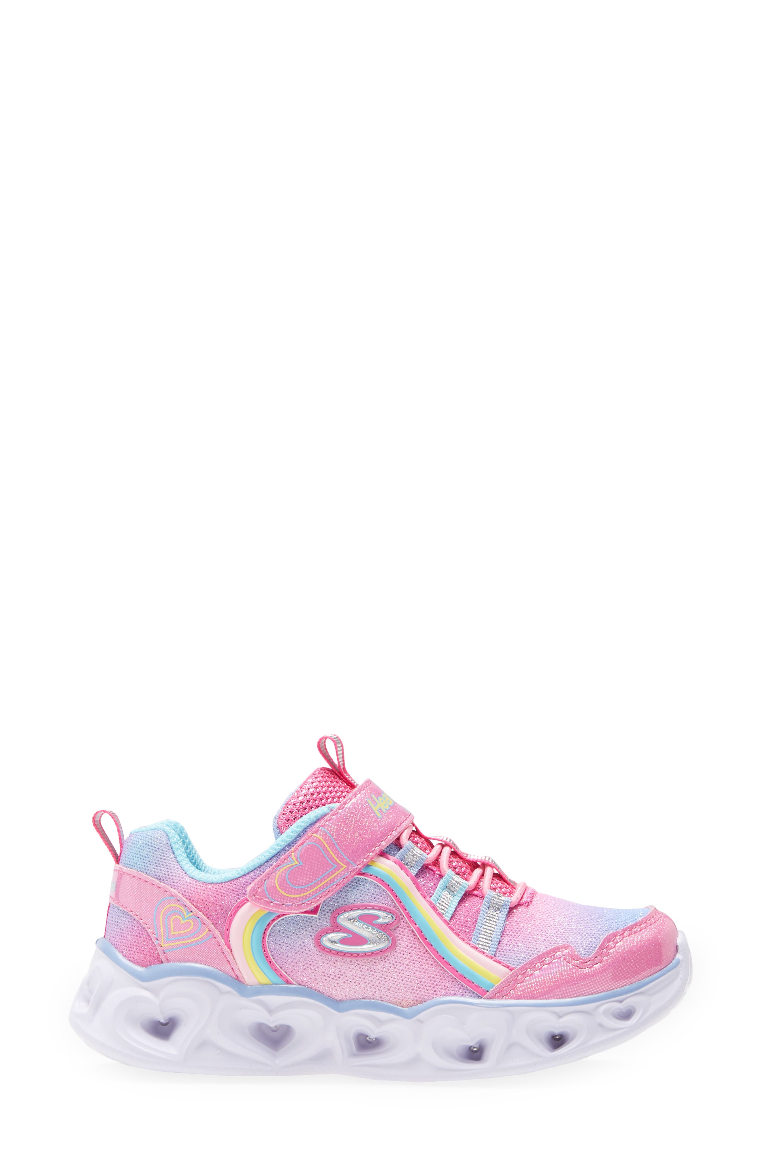 Heart Lights Rainbow Light-Up Sneaker, Alternate, color, PINK METALLIC
