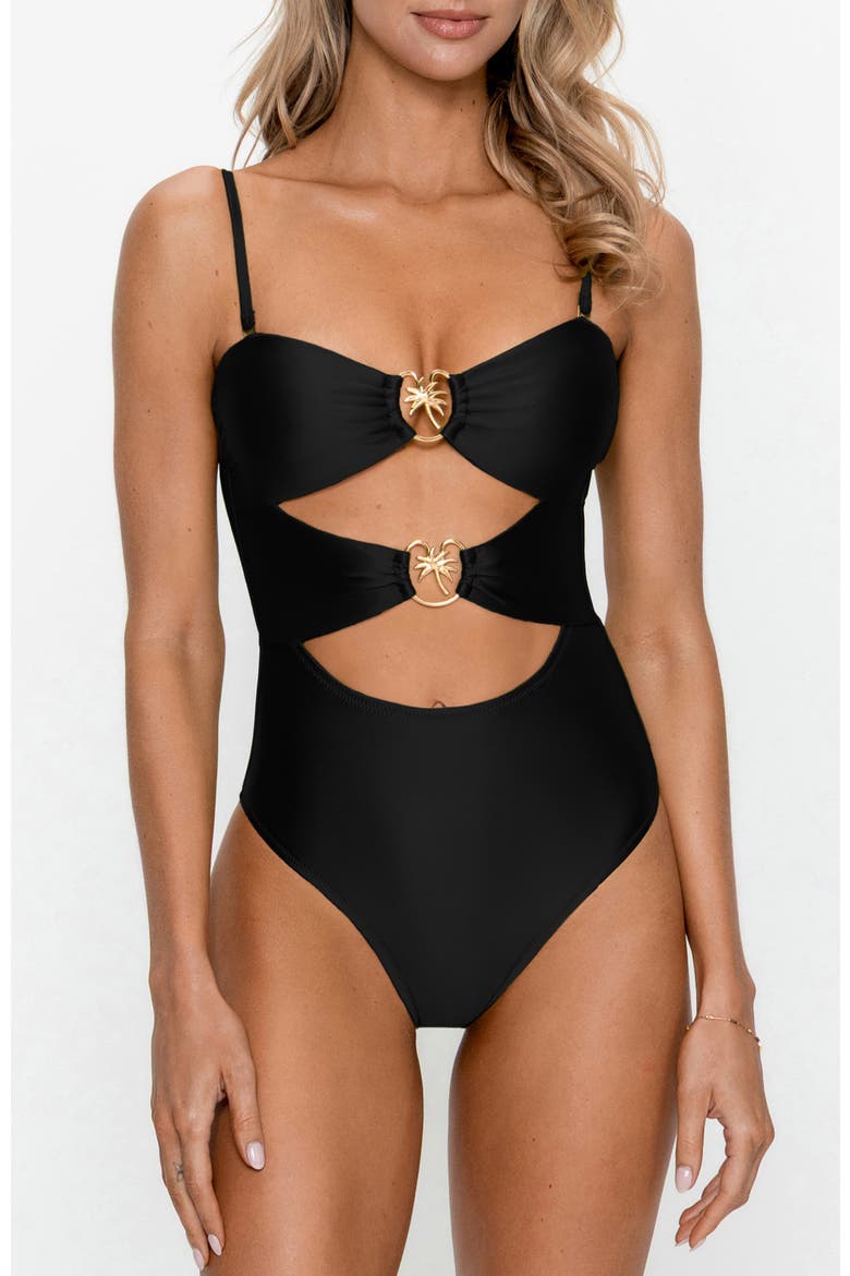 Midnight Glam Detachable Halter Monokini, Main, color, Black