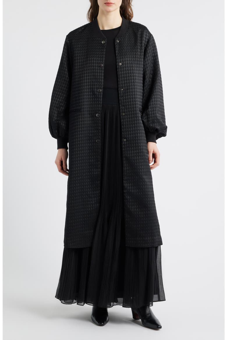 Cameron Balloon Sleeve Wool Blend Long Coat, Main, color, BLACK